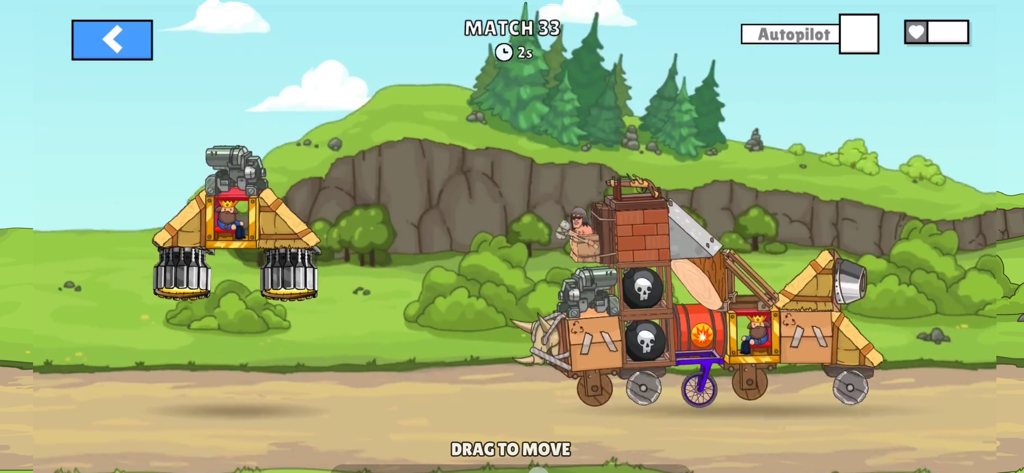 AutoWar: Evolution of Engines - Two custom-built battle vehicles facing off in an outdoor arena match.