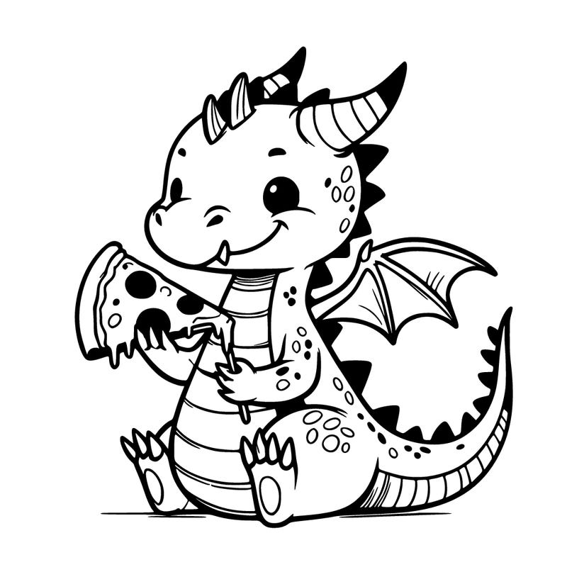 dragon with pizza
