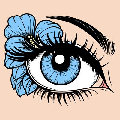 realistic eye with flower