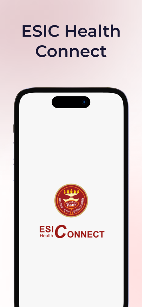 ESIC Health Connect - Pantalla de inicio de la aplicación ESIC Health Connect con el logotipo oficial y la marca en un iPhone.