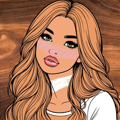 realistic girl with hair on her hair and lips