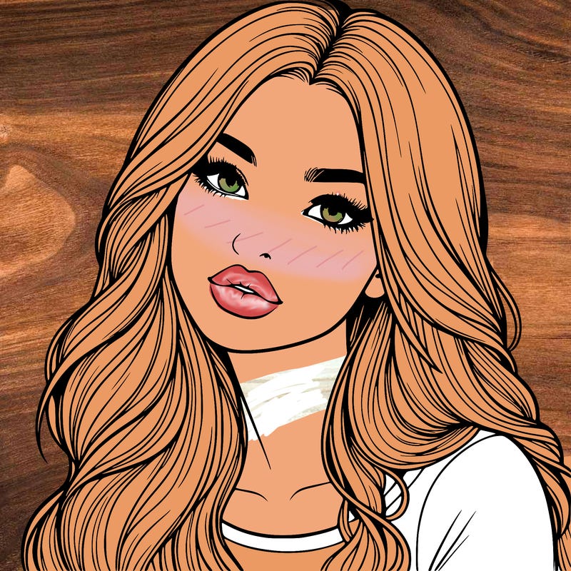 realistic girl with hair on her hair and lips