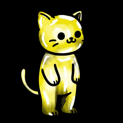 standing cat without fur or teeth