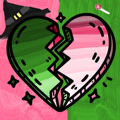 split in half heart