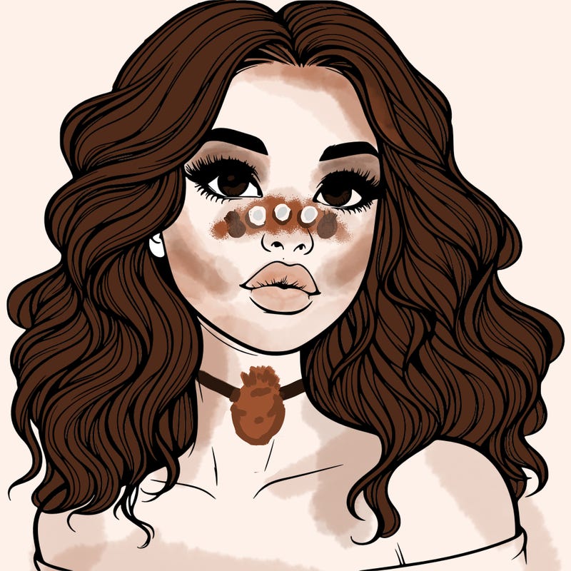 realistic girl with wavy hair and lips