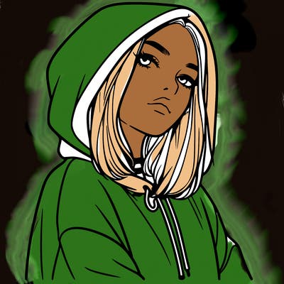 a realistic girl in a hoodie