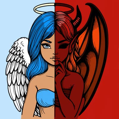 realistic angel half demon