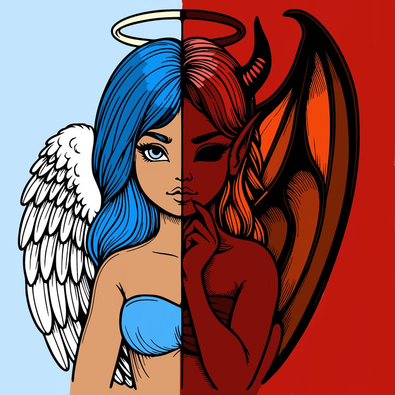 realistic angel half demon