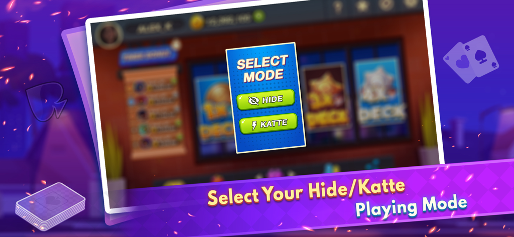 Mindi Multiplayer - Selection screen for Hide and Katte game modes in Mindi Multiplayer