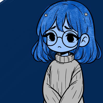 sad girl with glasses in a sweater