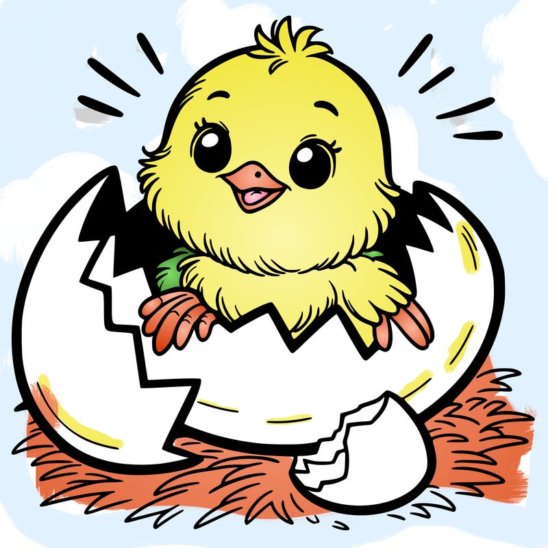 a chick hatching out of a egg