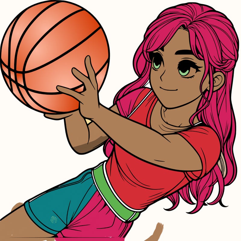 realistic girl playing basketball