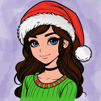realistic girl with a santa hat