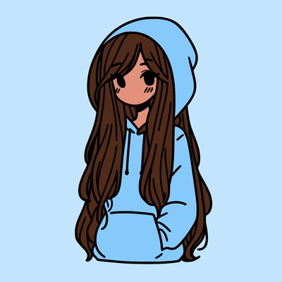 girl with long hair, wearing a hoodie