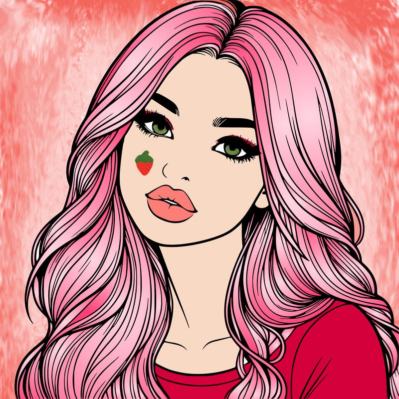 realistic girl with hair on her hair and lips