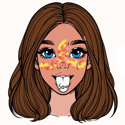 realistic girl with her tongue out