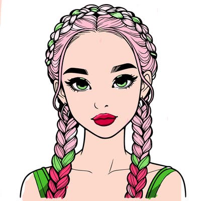 realistic girl with braids