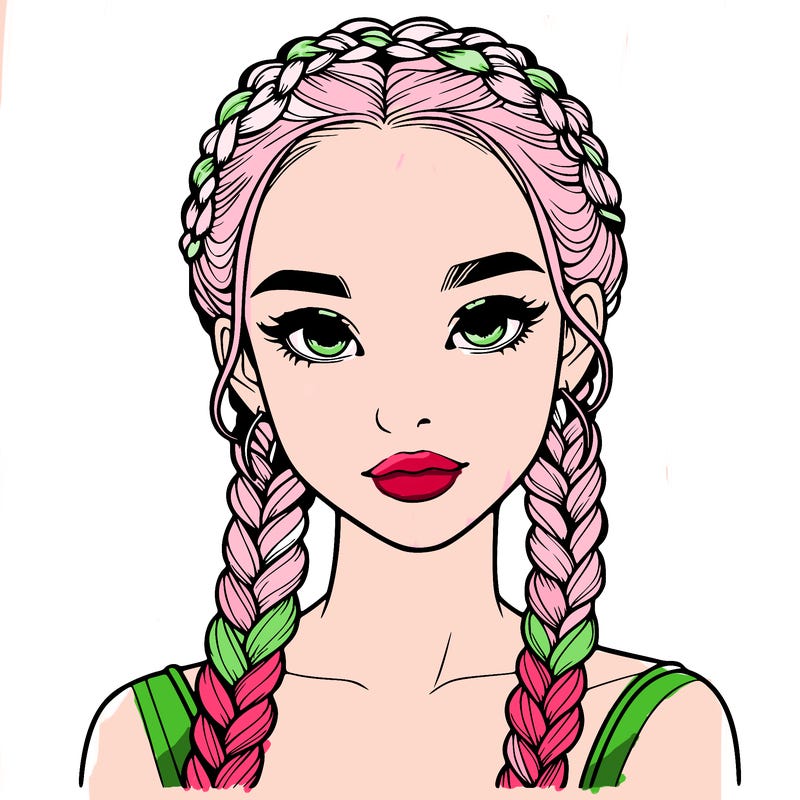 realistic girl with braids