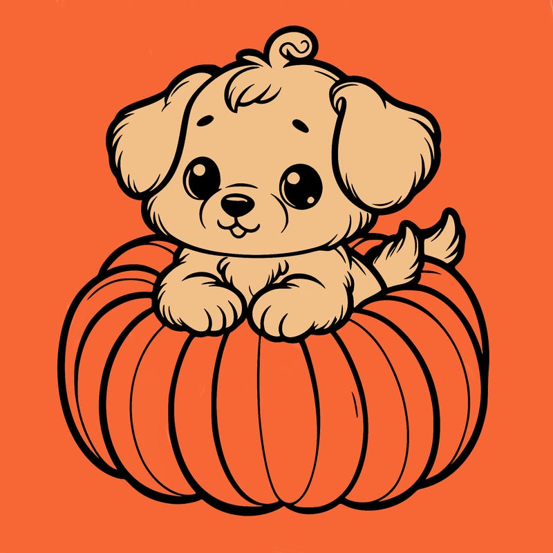 cute little puppy in a pumpkin