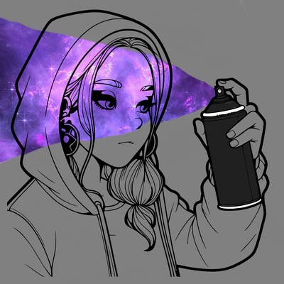 a realistic girl, spray painting