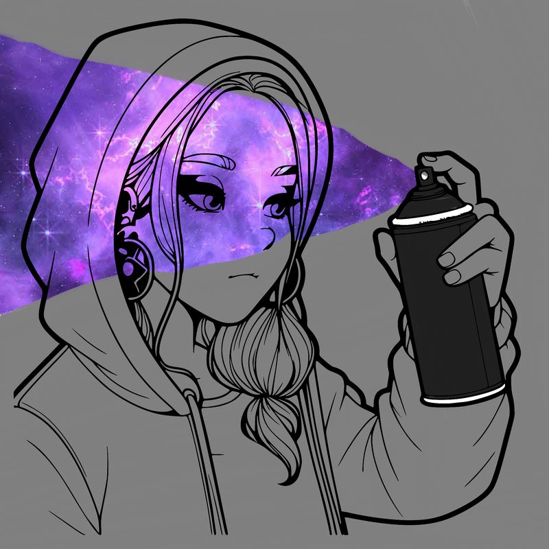 a realistic girl, spray painting