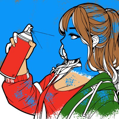 a realistic girl spray, painting