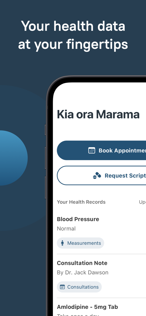 Tō Mai - Painel do aplicativo de saúde To Mai no celular, mostrando registros médicos e opções de agendamento de consultas.
