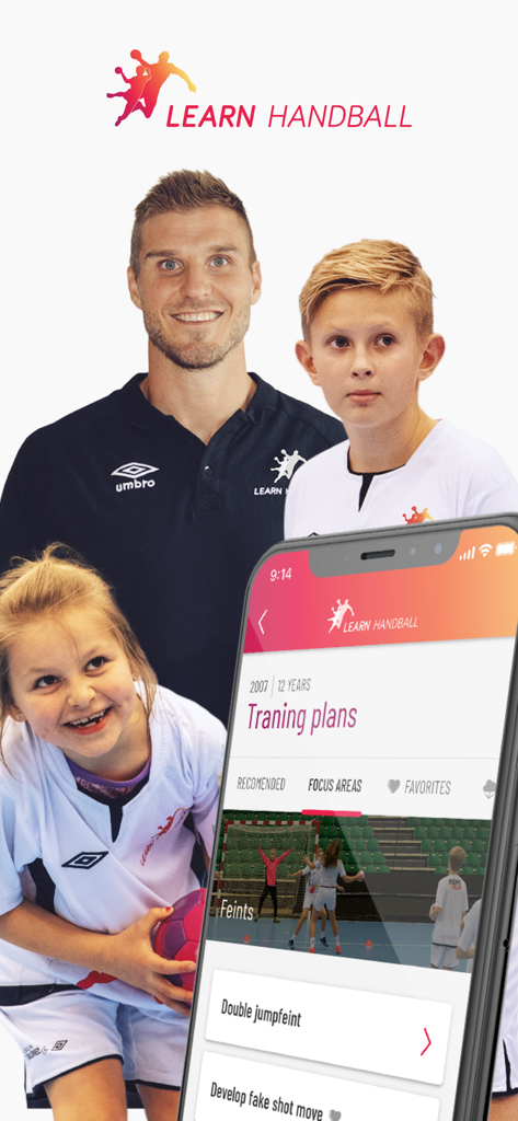 Learn Handball - Interface do aplicativo Learn Handball para treinadores juvenis com planos de treinamento e exercícios