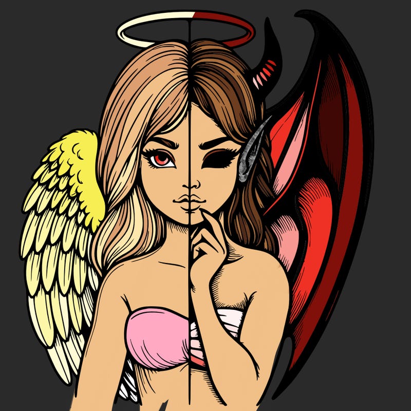 realistic angel half demon