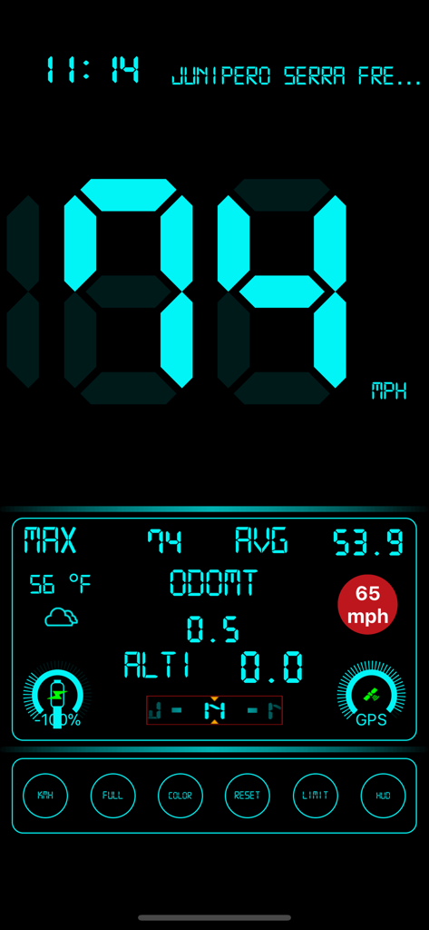 Speedometer .. - Digital speedometer display showing current speed, speed limit, and location information