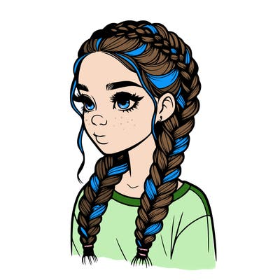 realistic girl with braids