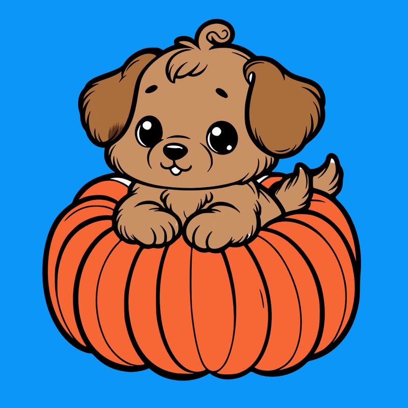 cute little puppy in a pumpkin