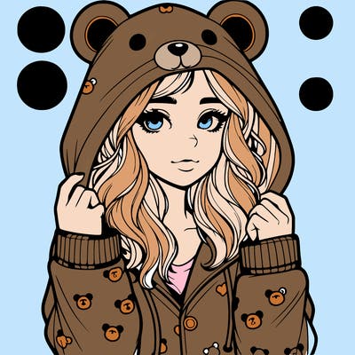 realistic girl in a animal pjs hoodie