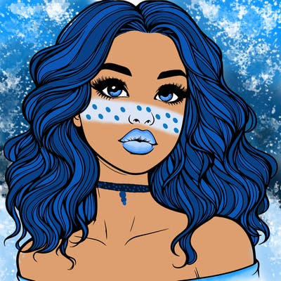 realistic girl with wavy hair and lips