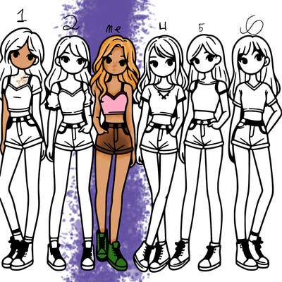 a group of girls wearing crop tops and shorts