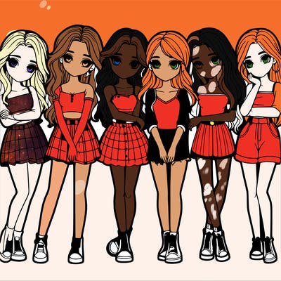 a group of girls realistic