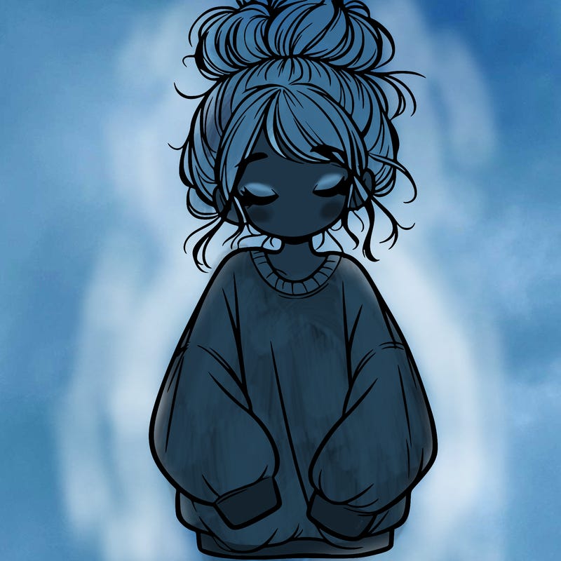 girl with baggy sweatshirt and messy bun