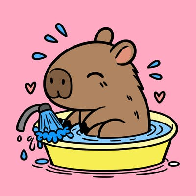 capybara taking a bath