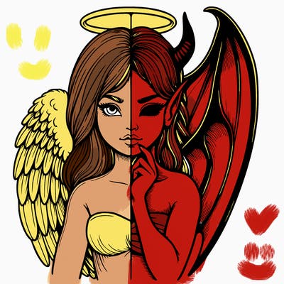 realistic angel half demon