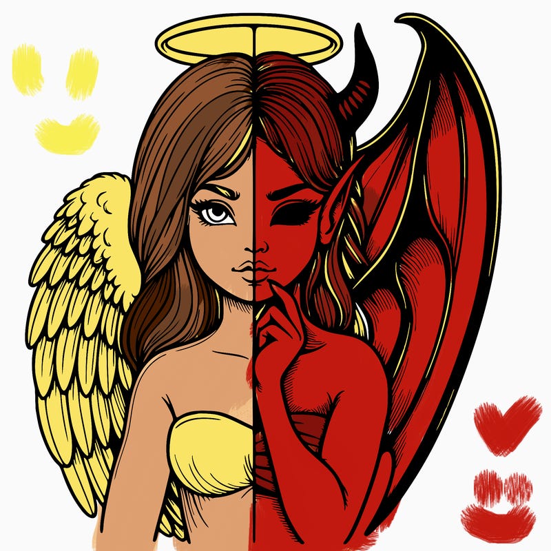 realistic angel half demon