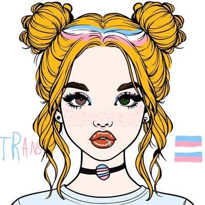 realistic girl with two buns in hair and lips