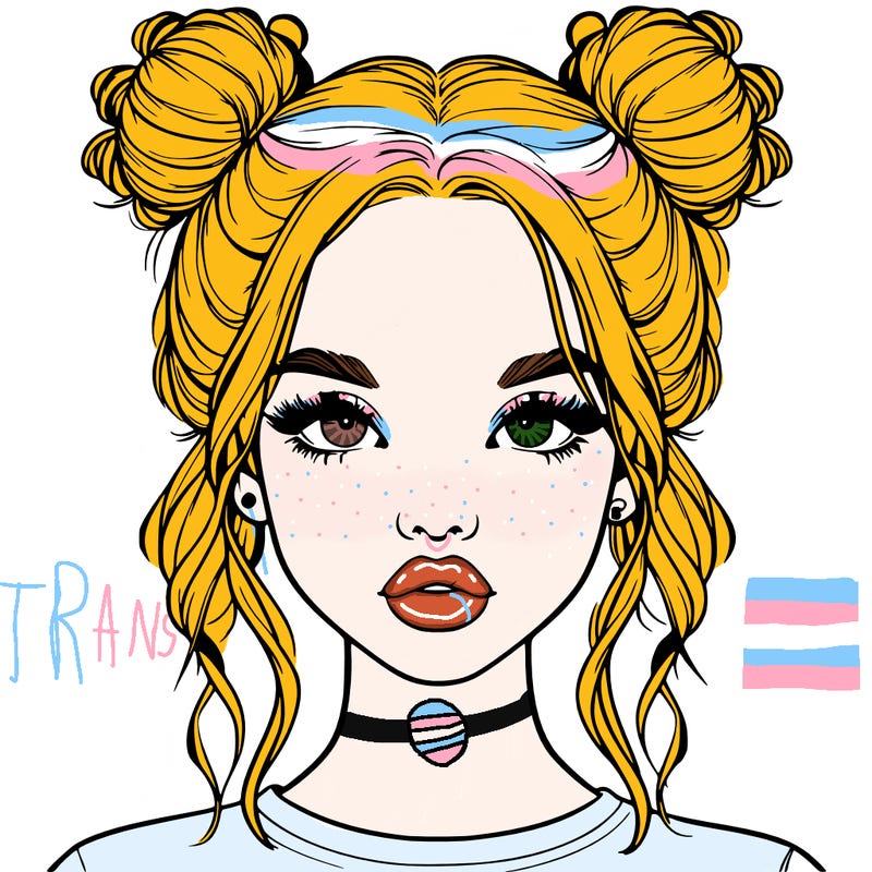 realistic girl with two buns in hair and lips