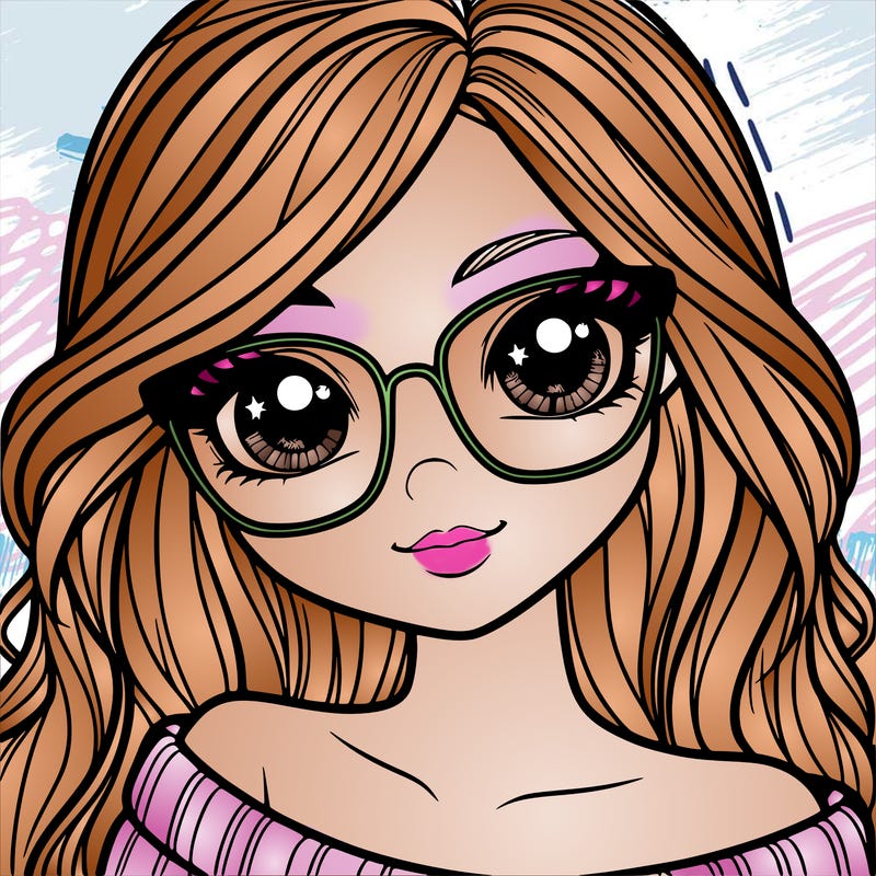 girl with beautiful eyes, hair, and glasses