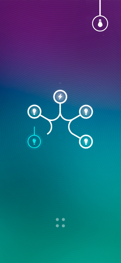 光る電球とグラデーションの背景を備えたミニマルな回路パズルゲームプレイ