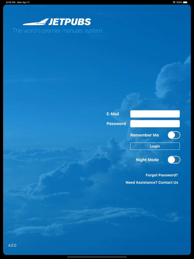 JETPUBS - Login screen for the JETPUBS aviation manuals system