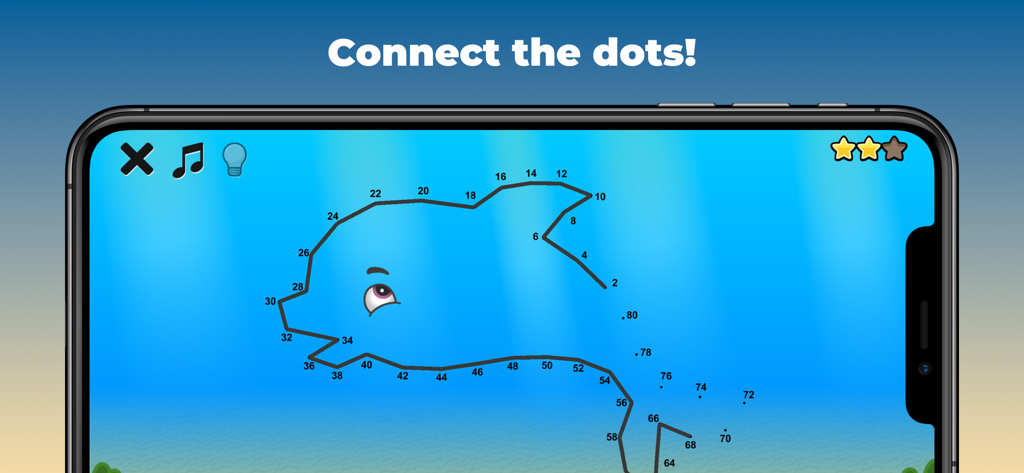 King of Math Jr 2 - Educational connect the dots math puzzle featuring a dolphin character