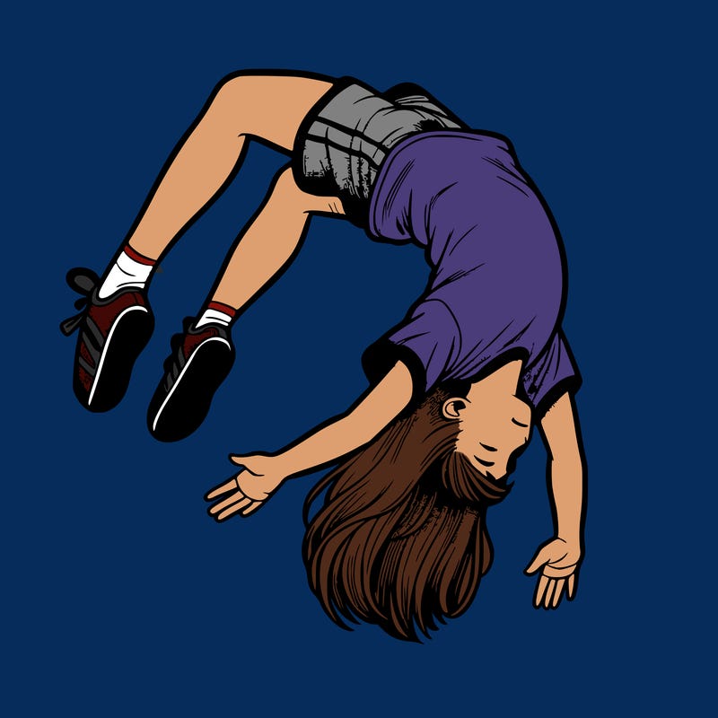 realistic girl doing a backflip