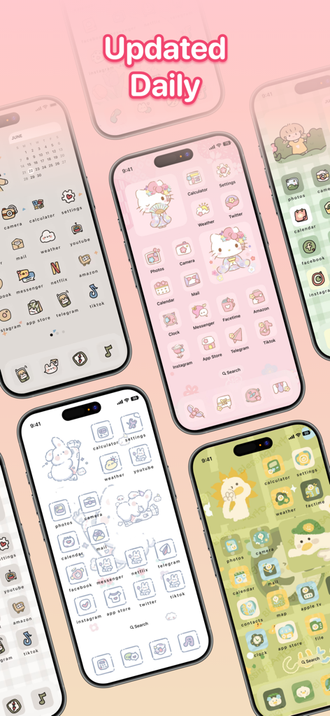 Una collezione di temi carini ed estetici per la schermata Home dell'iPhone con pacchetti di icone e widget personalizzati