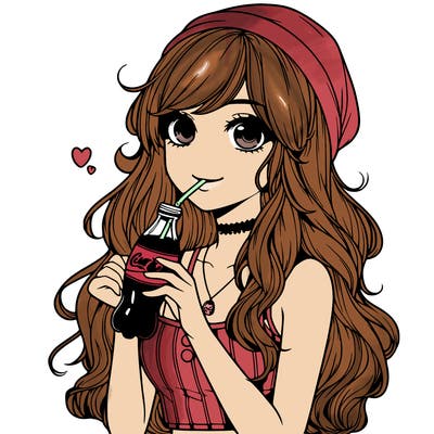 realistic girl drinking coke