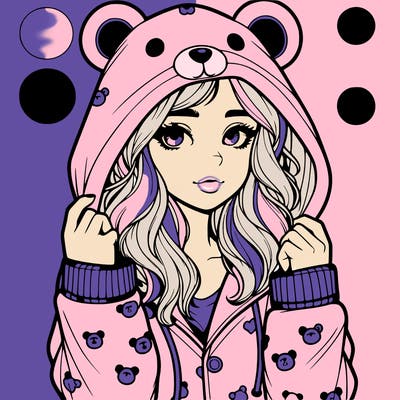 realistic girl in a animal pjs hoodie